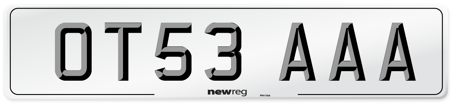 OT53 AAA Number Plate from New Reg